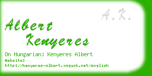 albert kenyeres business card